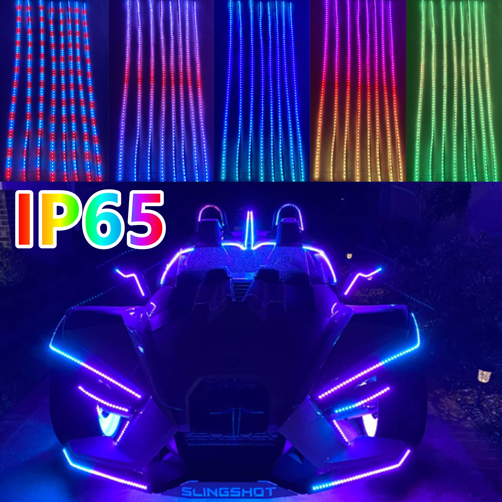 Tinted Blackout x8PCS 4FT APP+Remote CHASING Dream Color Strips Slingshot Lights