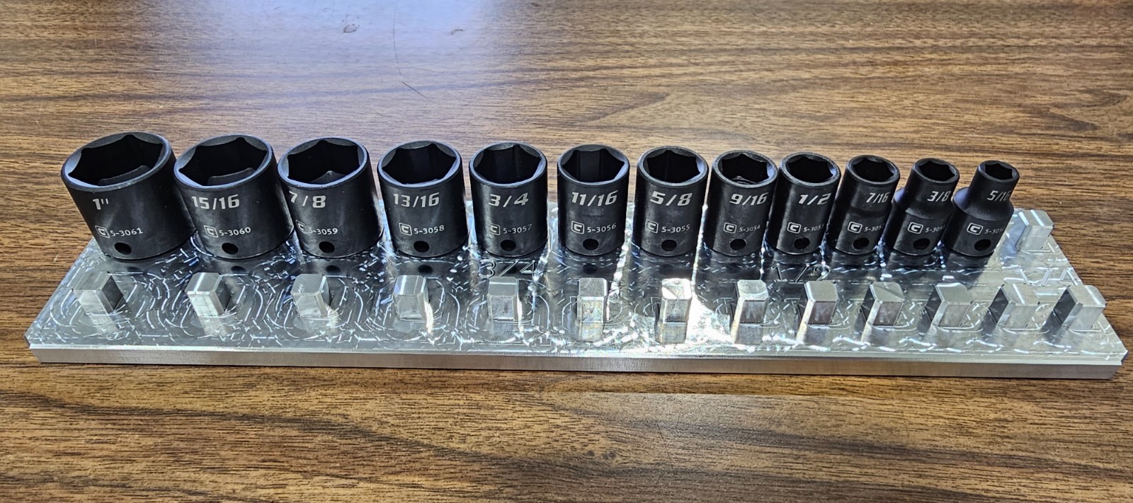 3/8 Drive Socket Organizer 2 Row 1/4" -1" SAE - Tool Box Billet