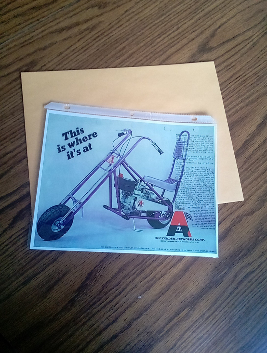 Vintage Alexander Reynolds Corp ARCO Model 4951 Mini Bike Brochure Ad Reprint