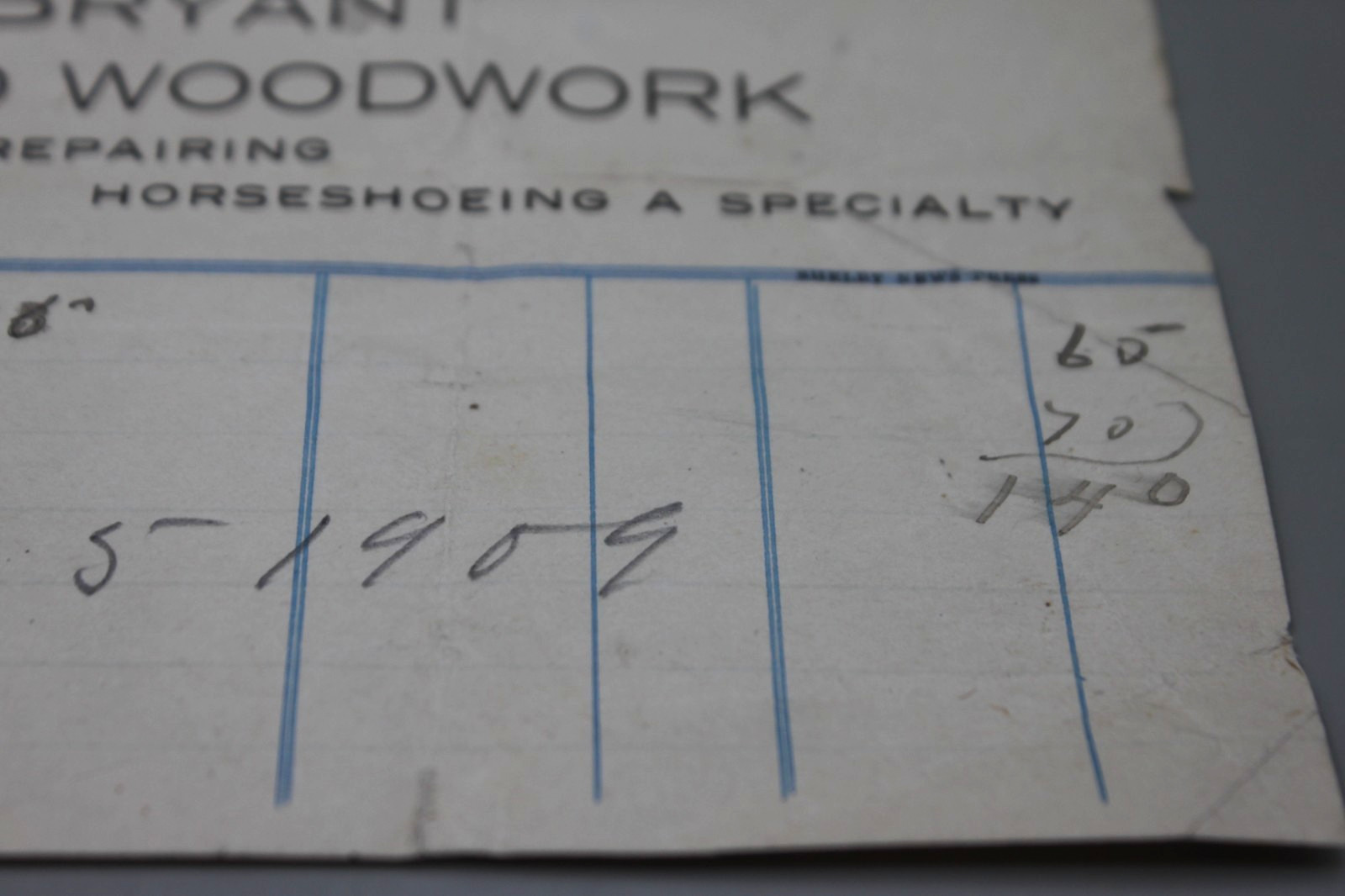 Antique 1909 Blacksmith Billhead Receipt Shelbyville Kentucky