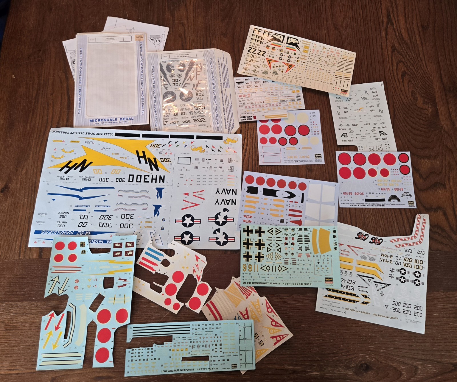 Model Airplane Decal Sheets Lot Hasegawa Tamiya ZOTZ Microscale Etc