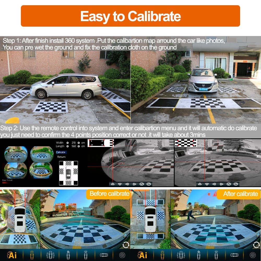 For 360° Car Camera Panoramic View System Checkered Calibration Cloth Reusable