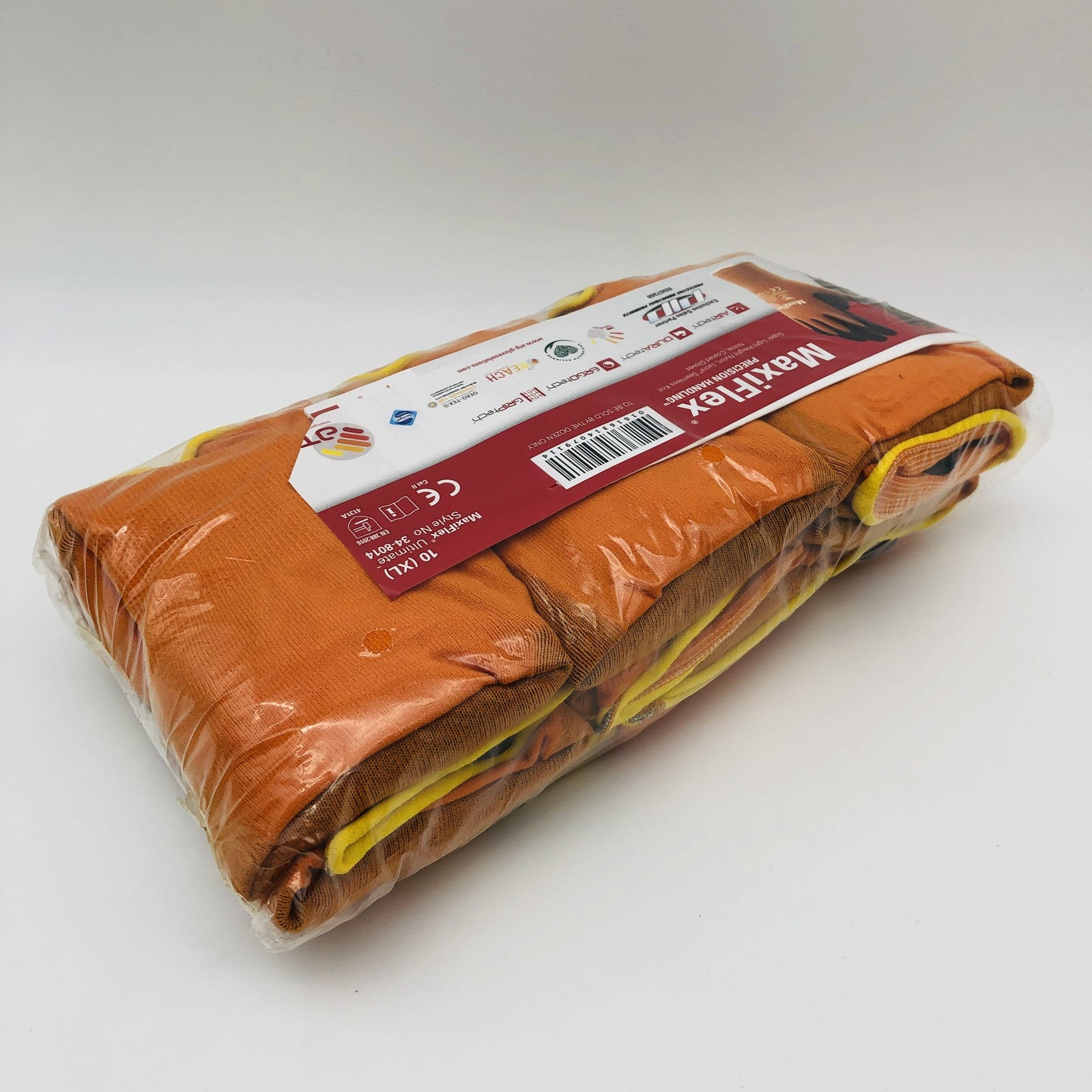 Maxiflex 34-8014 Cut Resistant Gloves XL Micro-Foam Nitrile Hi Viz Orange 12 Prs