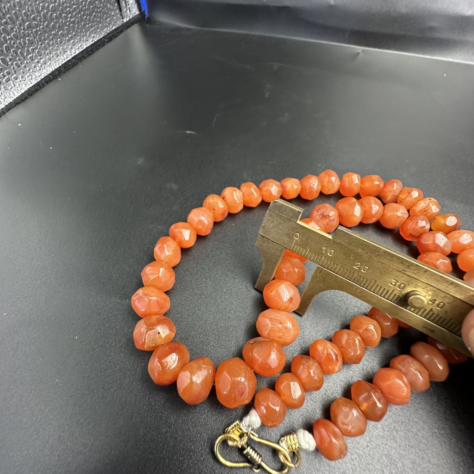 Vintage Himalayan Tibetan Carnelian Faceted Agate Beads Necklace