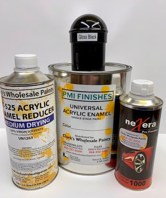 Gloss Black Gallon Kit Single Stage ACRYLIC ENAMEL Car Auto Paint Kit