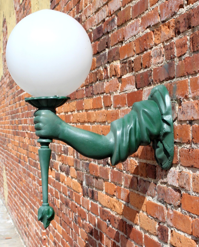 Statue of Liberty Torch Bearing ARM Wall Sconce and Shade