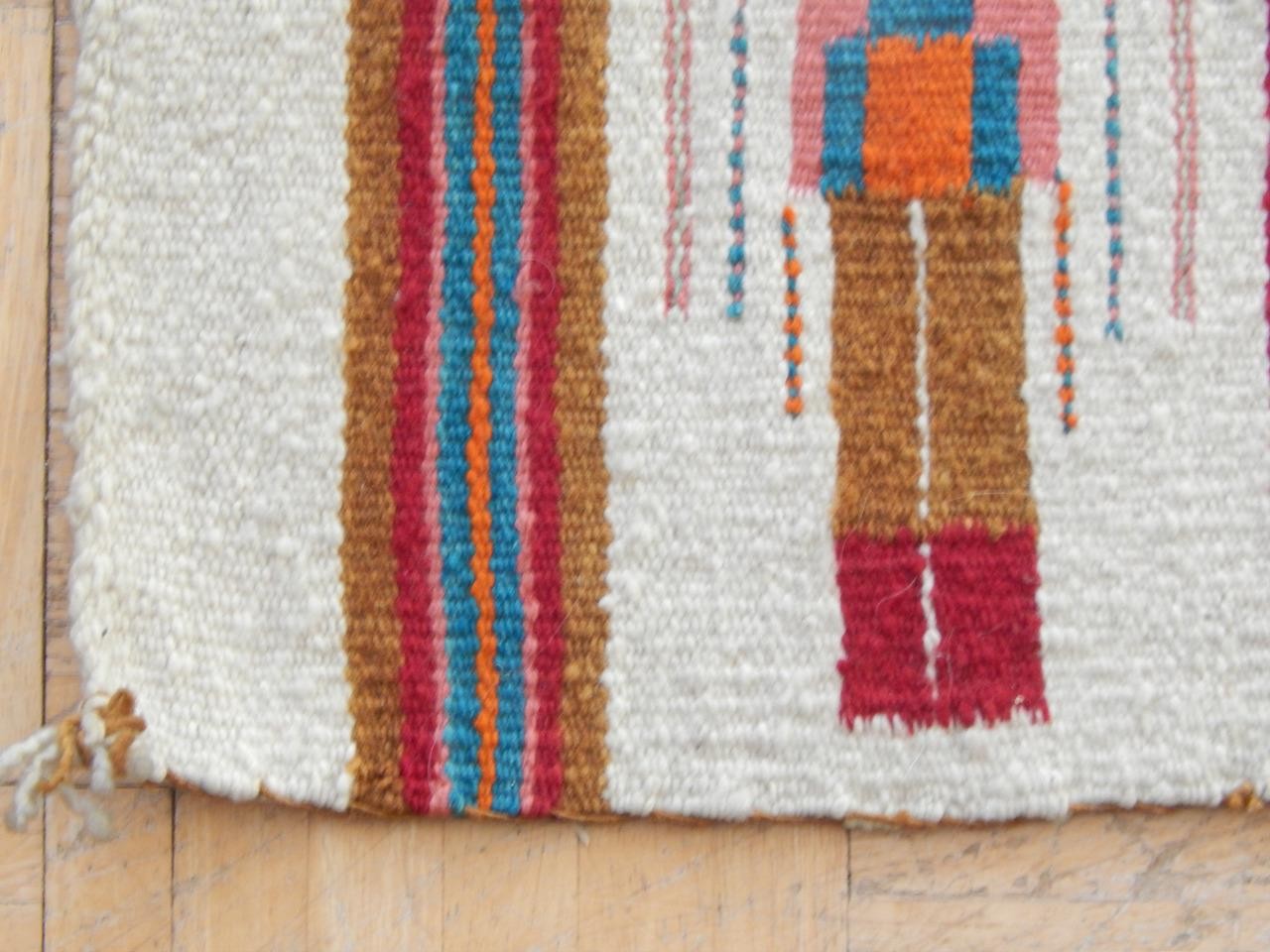 VINTAGE NAVAJO INDIAN SHIPROCK CORN YEI PICTORIAL RUG / WEAVING - CLEAN + NICE !