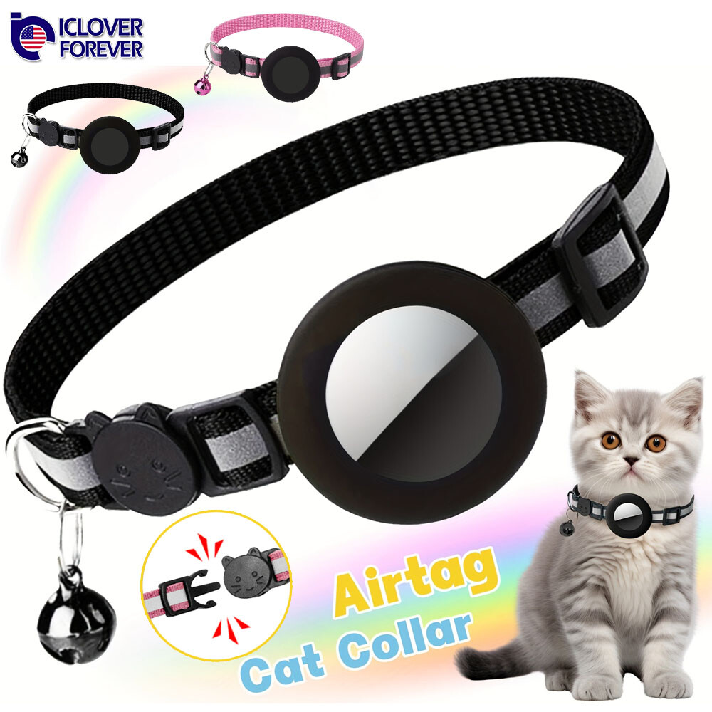 Cat Collar Holder Case for Apple Airtag Kitten Dog Breakaway Reflective Air Tag