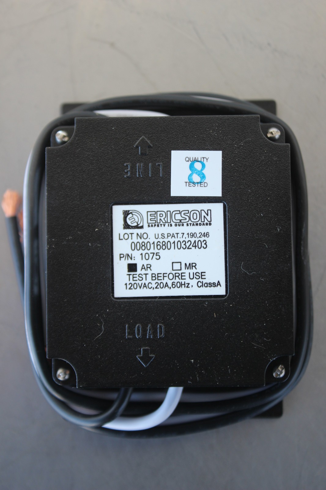 Ericson 1075-AR Ground Guardian 20 Amp 20A Auto Panel Mount GFCI Module