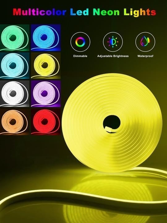 100Ft LED Neon Rope Lights with App and Remote Control, IP65 Waterproof Neon Str