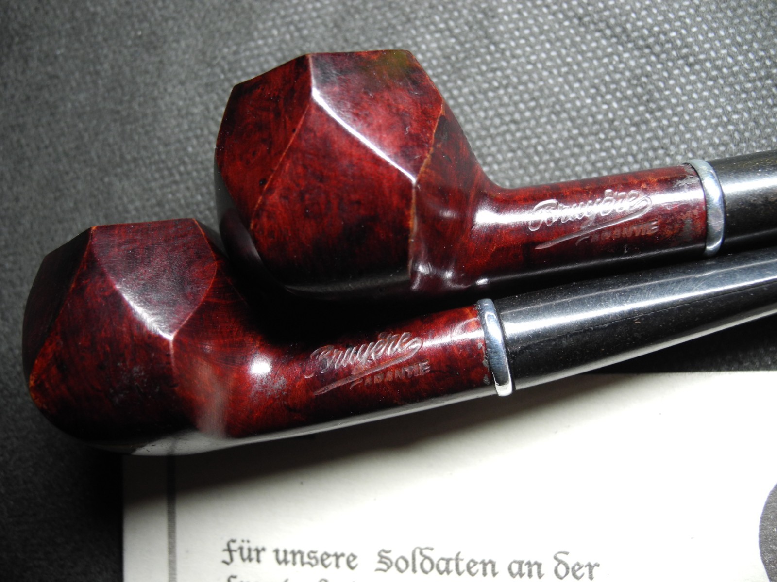 WW2 German Wehrmacht Heer smoking pipes X2 & card - VERY RARE!