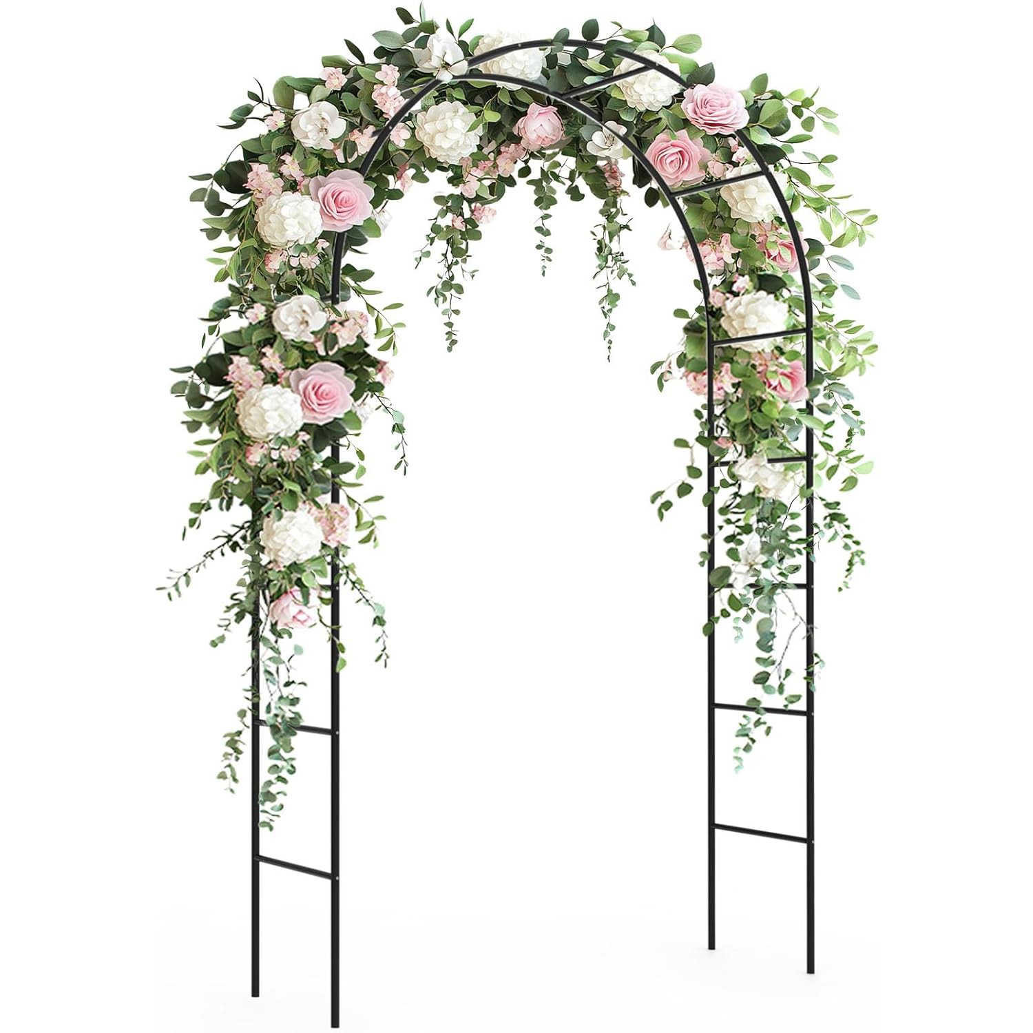 Metal Garden Arch with Ground Stakes Climbing Plant Trellis Wedding Frame Decor