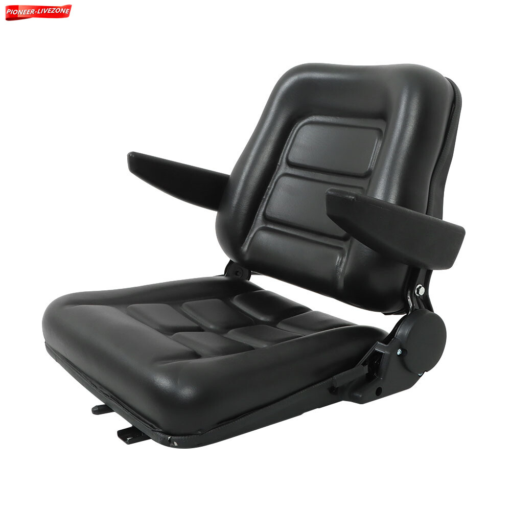 Universal Forklift Seat PVC Tractor Seat Foldable Adjustable Back & Armrest