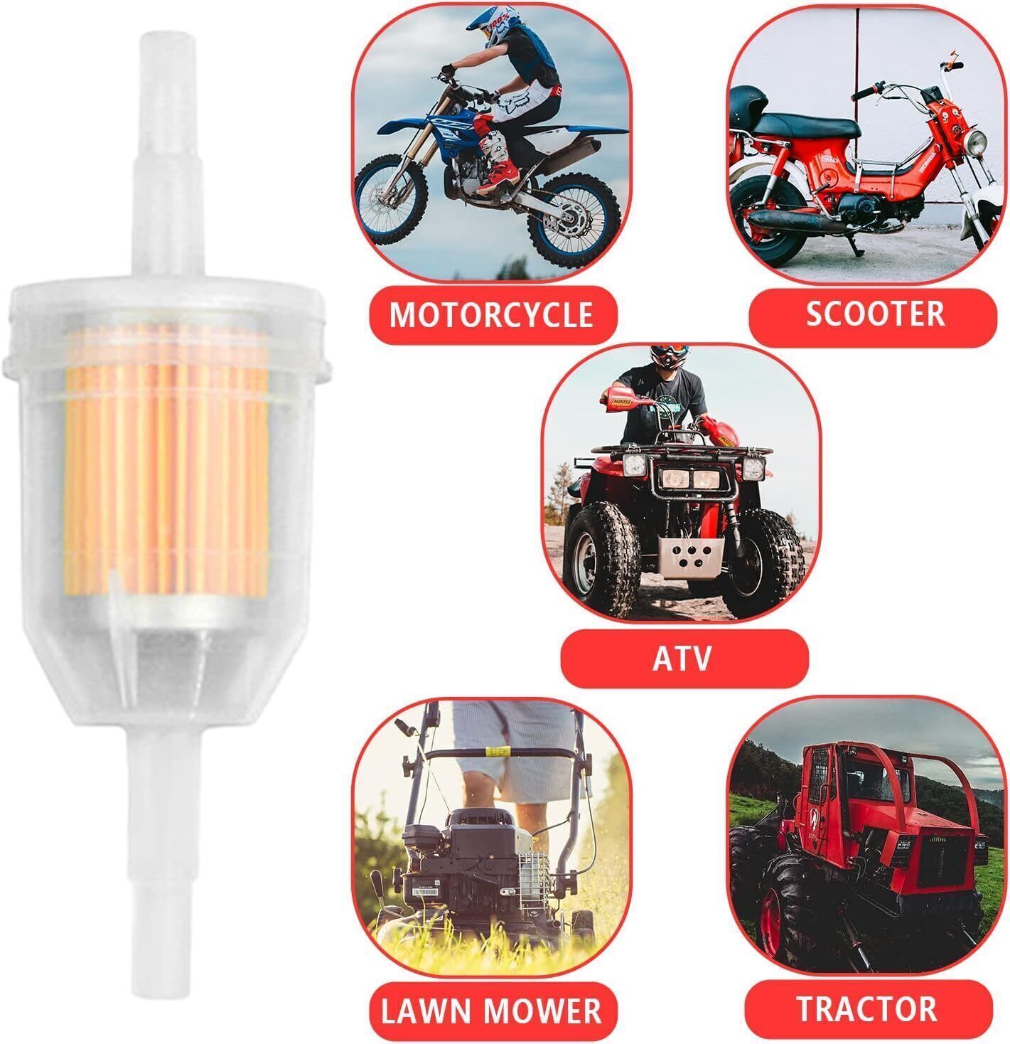 10PCS Motor Inline Gas Oil Fuel Filter Small Engine For 1/4'' 5/16" Line US