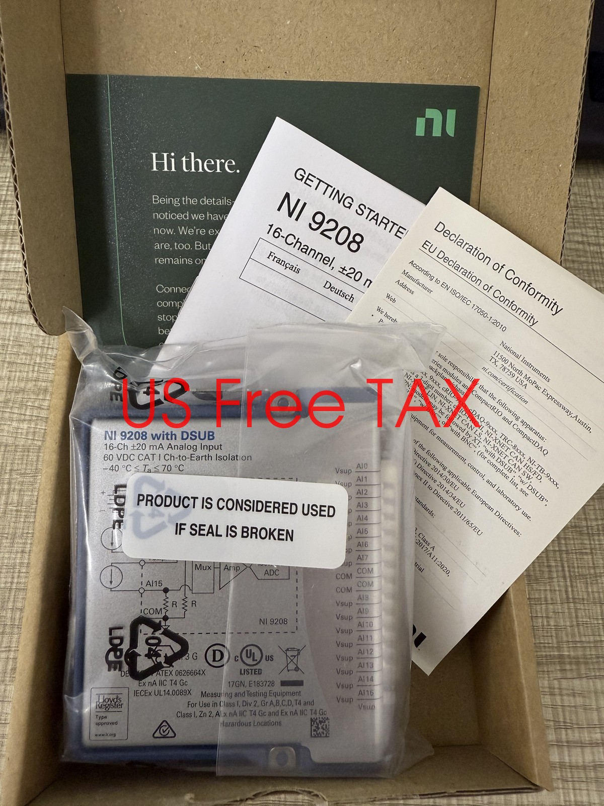 National Instruments NI 9208 cDAQ Analog Current Input Module, 24-Bit