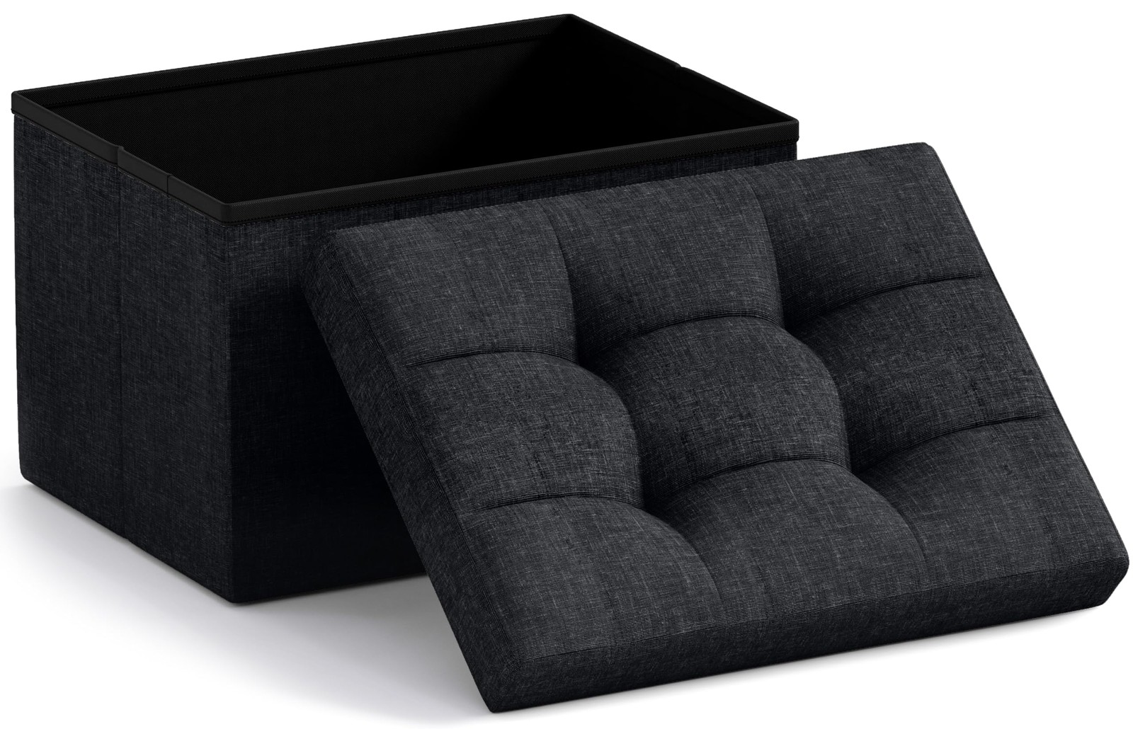 Small Storage Ottoman Foldable Collapsible Rectangle Linen Ottoman Foot Rest ...