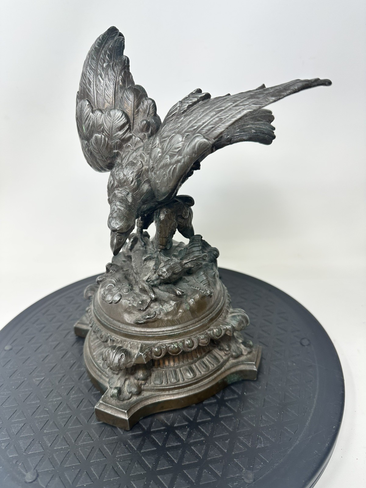 Antique French Bronze Eagle (?) Attacking Hare 9.5” Style of Jules Moigniez