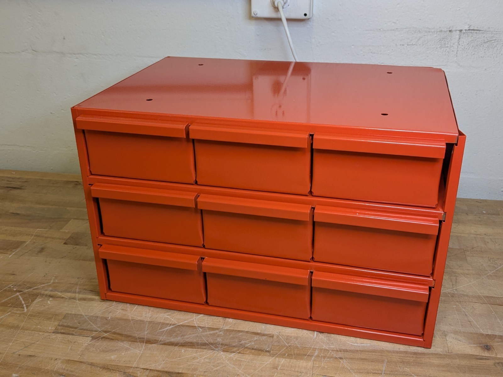 Kent Bin Storage Cabinet 9 Drawer 17" W x 11" D x 10" H Steel Orange KA9