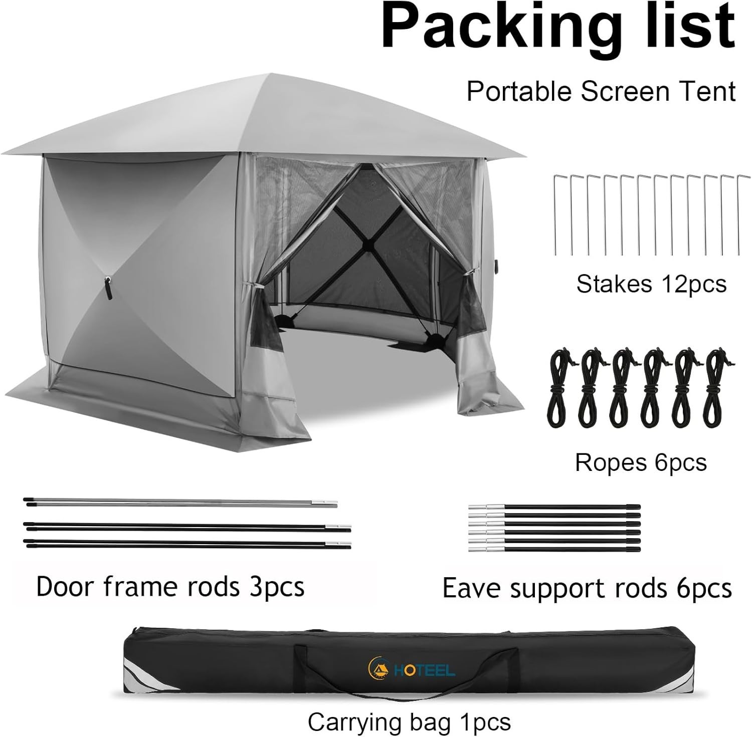 12'x12' Pop up Gazebo Screen Tent Starry Sky Sunshade Screen House for Camping
