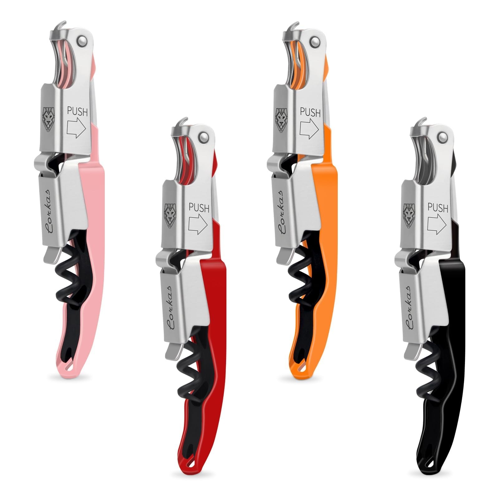 CORKAS Wine Key - Professional Handcrafted Heavy 4, Pink/Red/Orange/Black