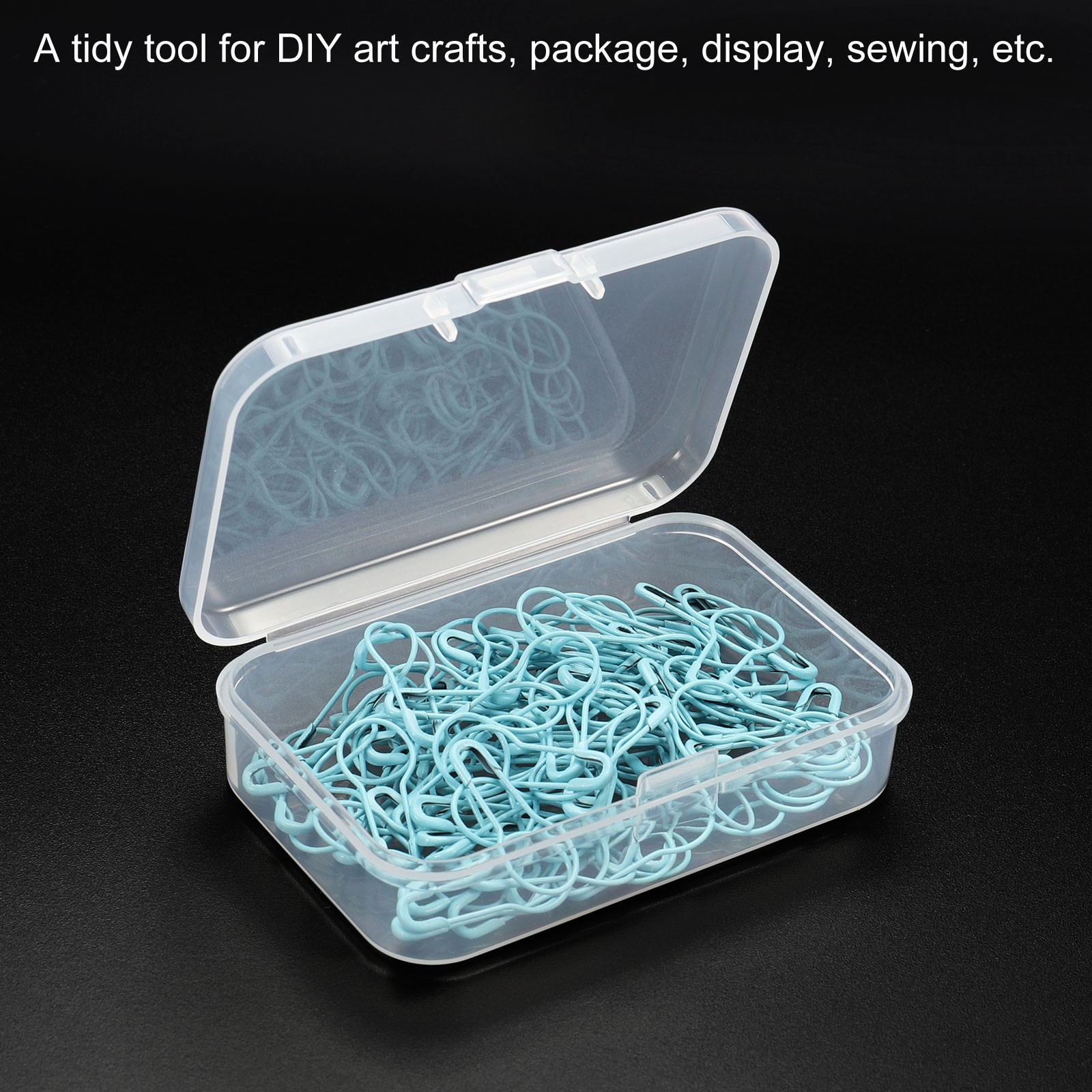 12 x Clear Storage Container Hinged Lid 75x50x21mm Plastic Rectangular Box