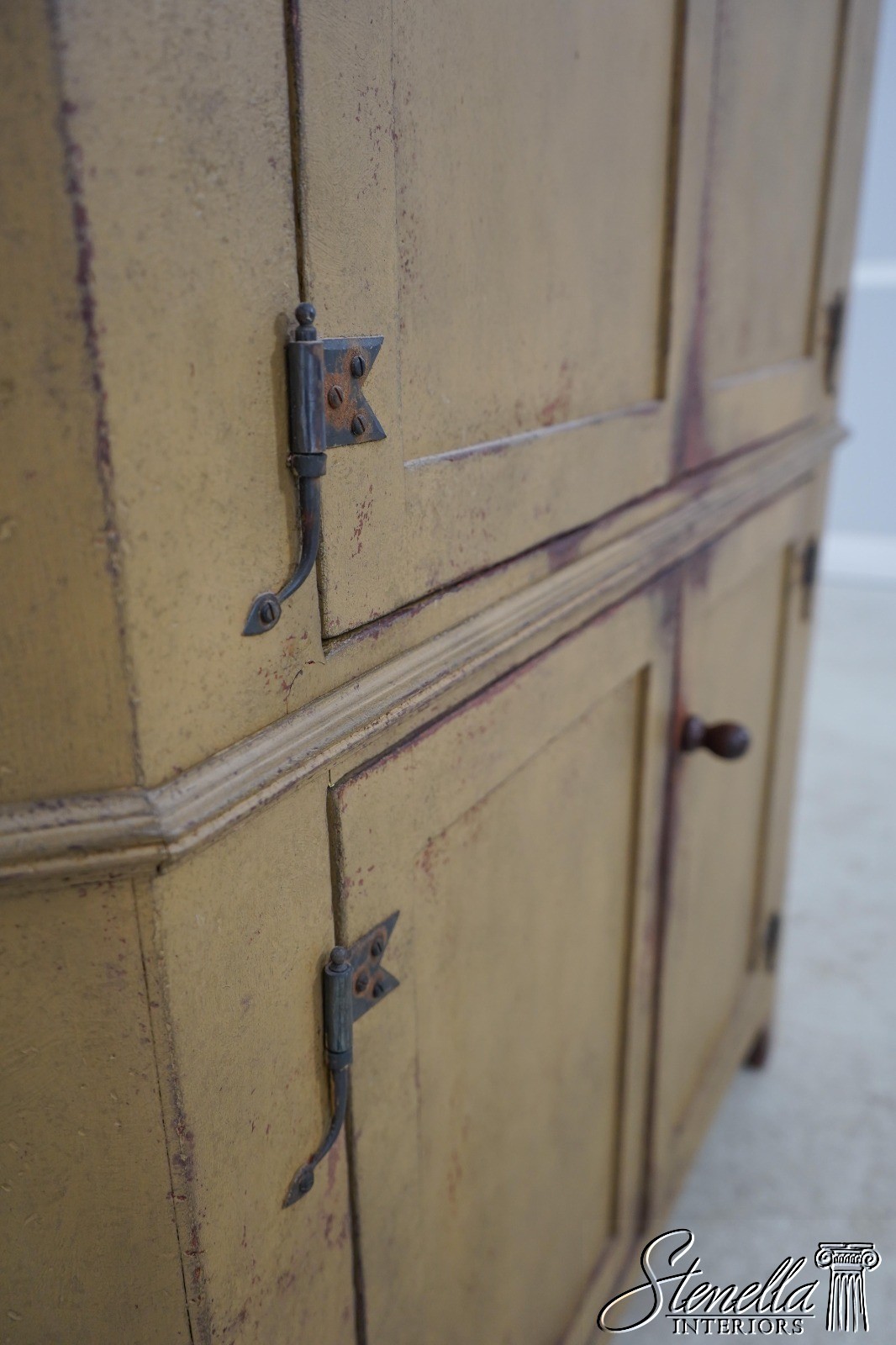 L60554: J.MURPHY Hand Crafted Painted Country Corner Cabinet