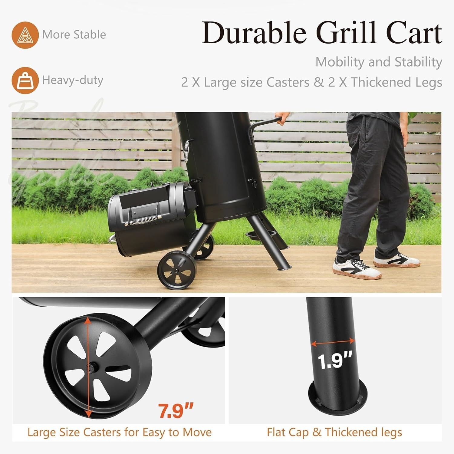 Heavy Duty Vertical Offset Charcoal Smoker Grills Extra Large Outdoor BBQ Grill