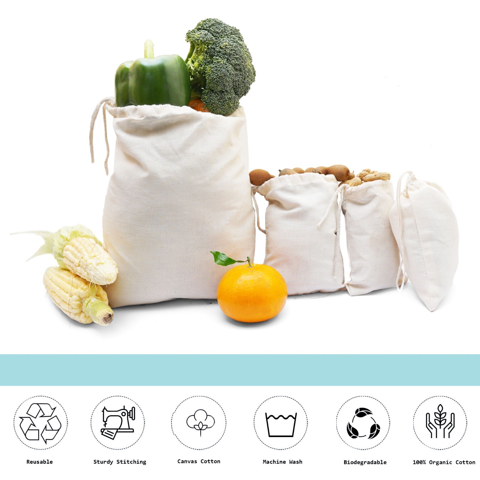 Biglotbags - 3 x 5 Inches Premium 100% Cotton Single Drawstring Muslin Bags