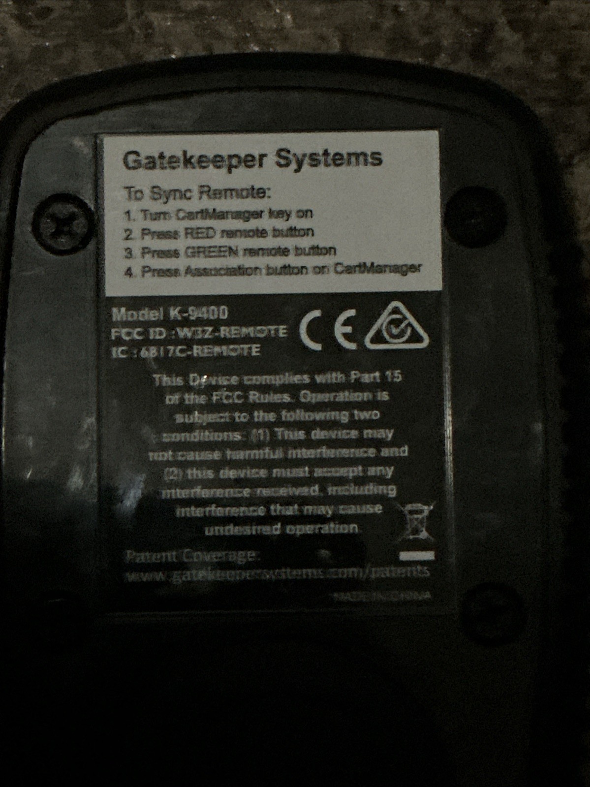 NEW CART MANAGER 2 GATEKEEPER MODEL K-9400 6817C-REMOTE