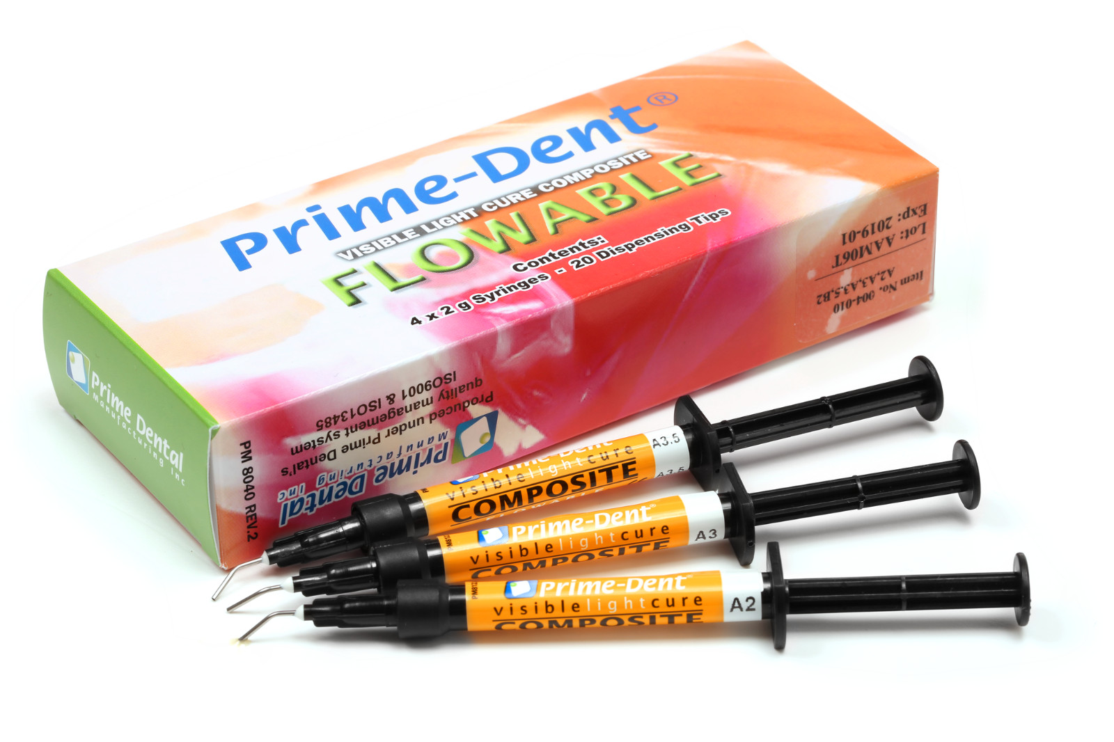 Prime-Dent Dental Flowable VLC Light Cure Composite 4 Syringe Kit - A1