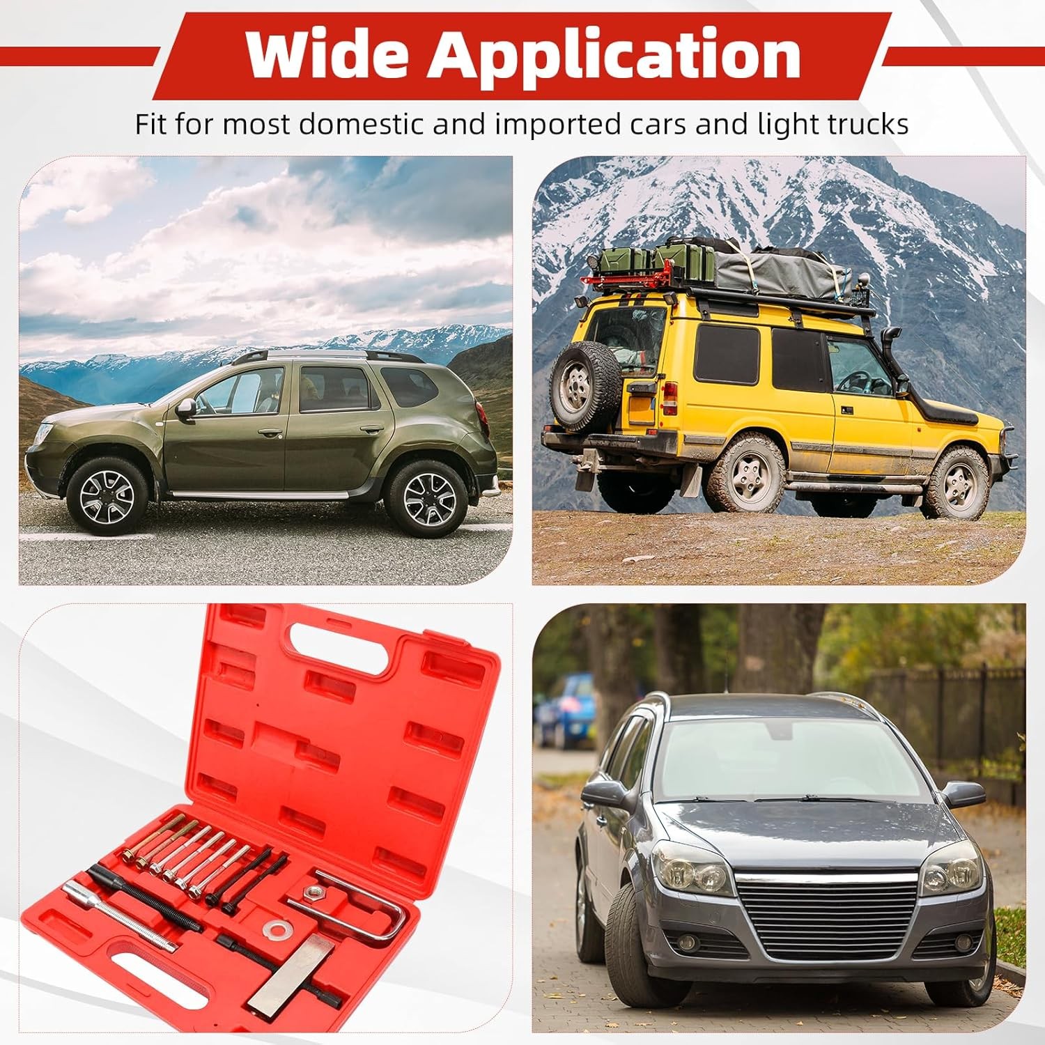 15Pcs Steering Wheel Puller Lock Plate Compressor Tool Set Installer Remover Kit