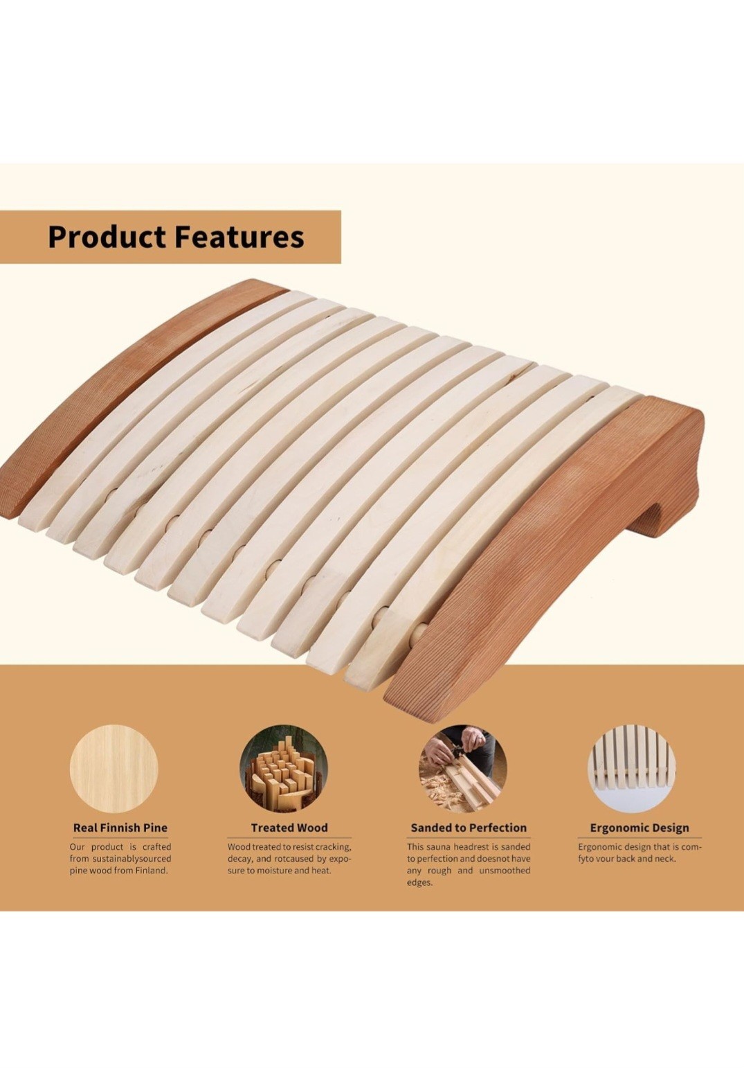 Wood Headrest Sauna Pillow Neck Support Sauna Steam Room Accessories for Shower