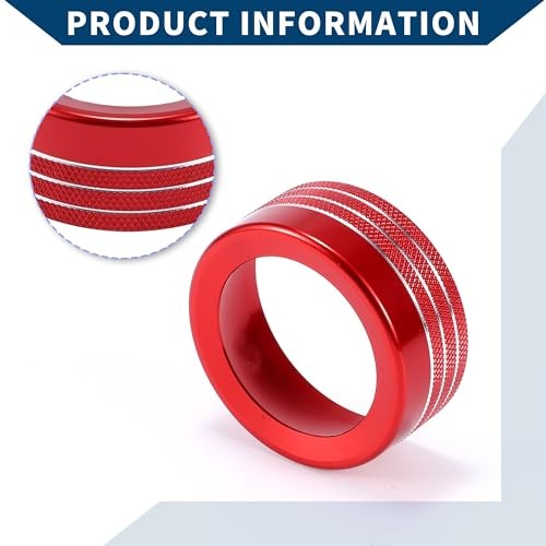 AC Air Conditioner Gear Shift Headlight Media Control Switch Knob Cover for Red
