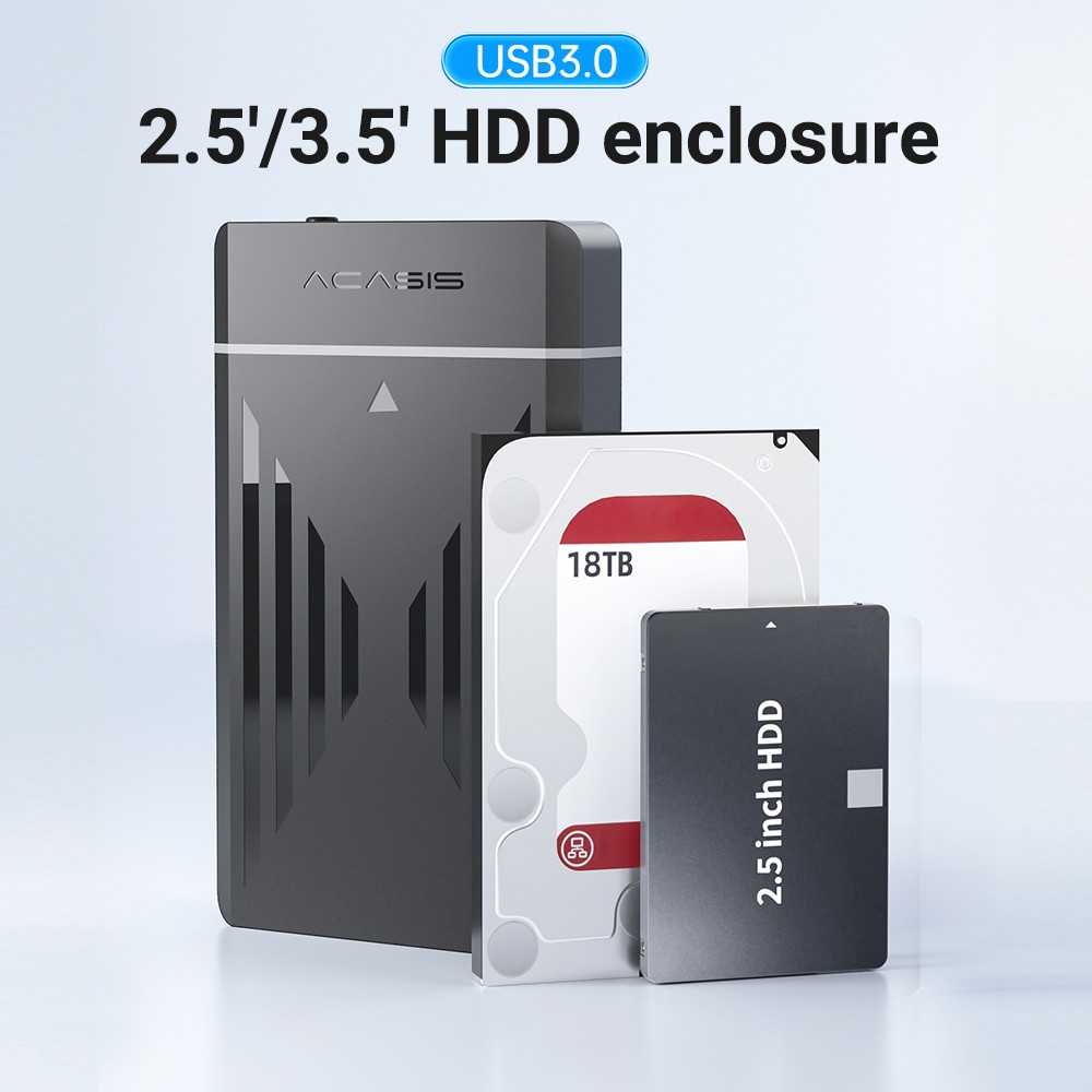 Acasis 2.5/3.5 Inch Plastic USB 3.0 to SATA Hard Drive Enclosure