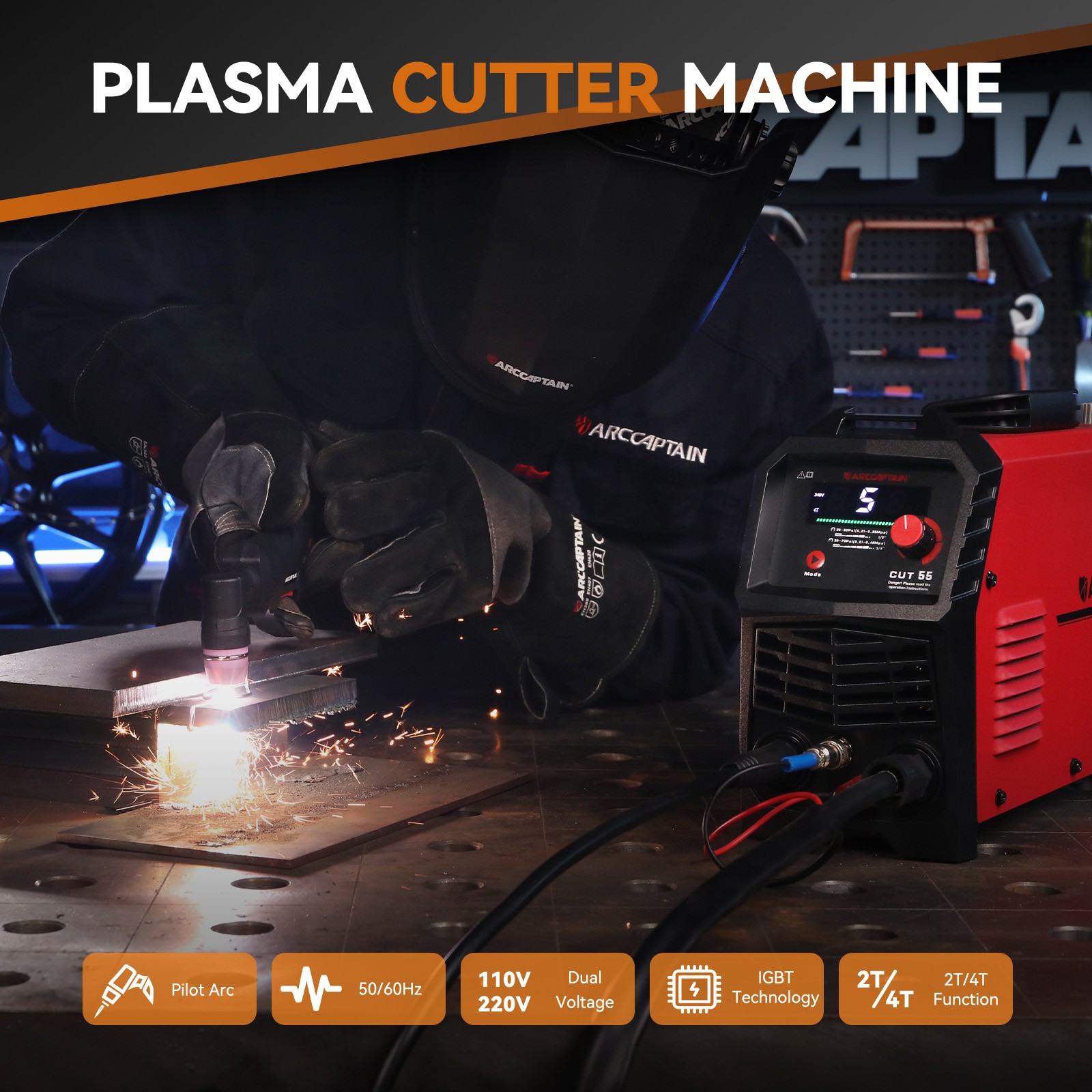 ARCCAPTAIN 55A Plasma Cutter Large LED Display Non-Touch Pilot Plasma Cutter
