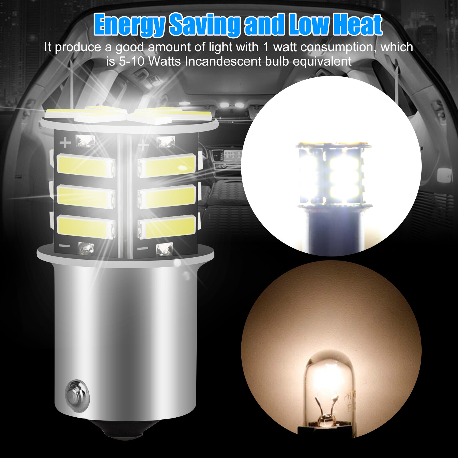 20x Super Bright White 1156 1141 1003 RV Trailer 21-SMD LED Interior Light Bulbs