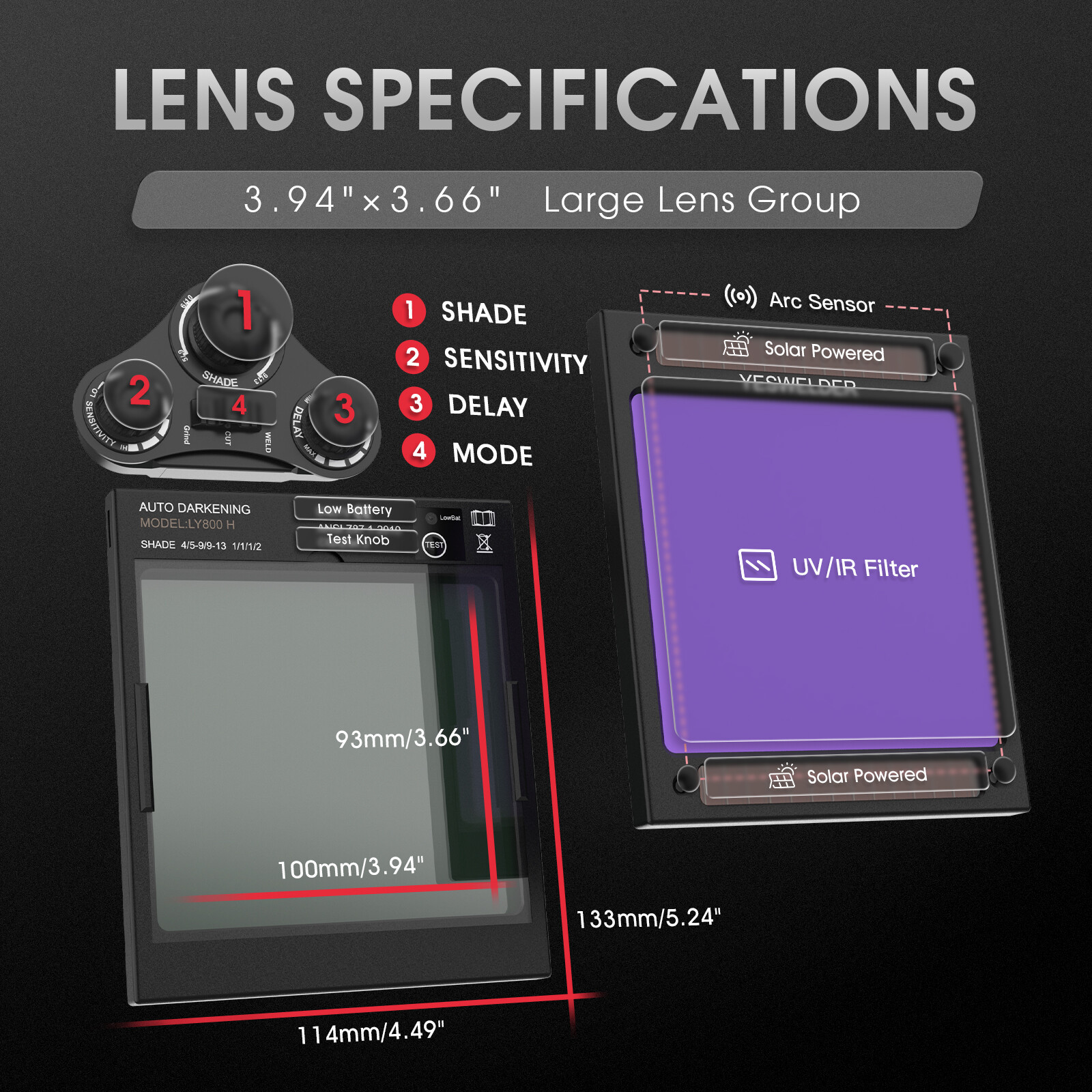 Large View Welding Helmet Auto Darkening True Color Welder Mask/Hood