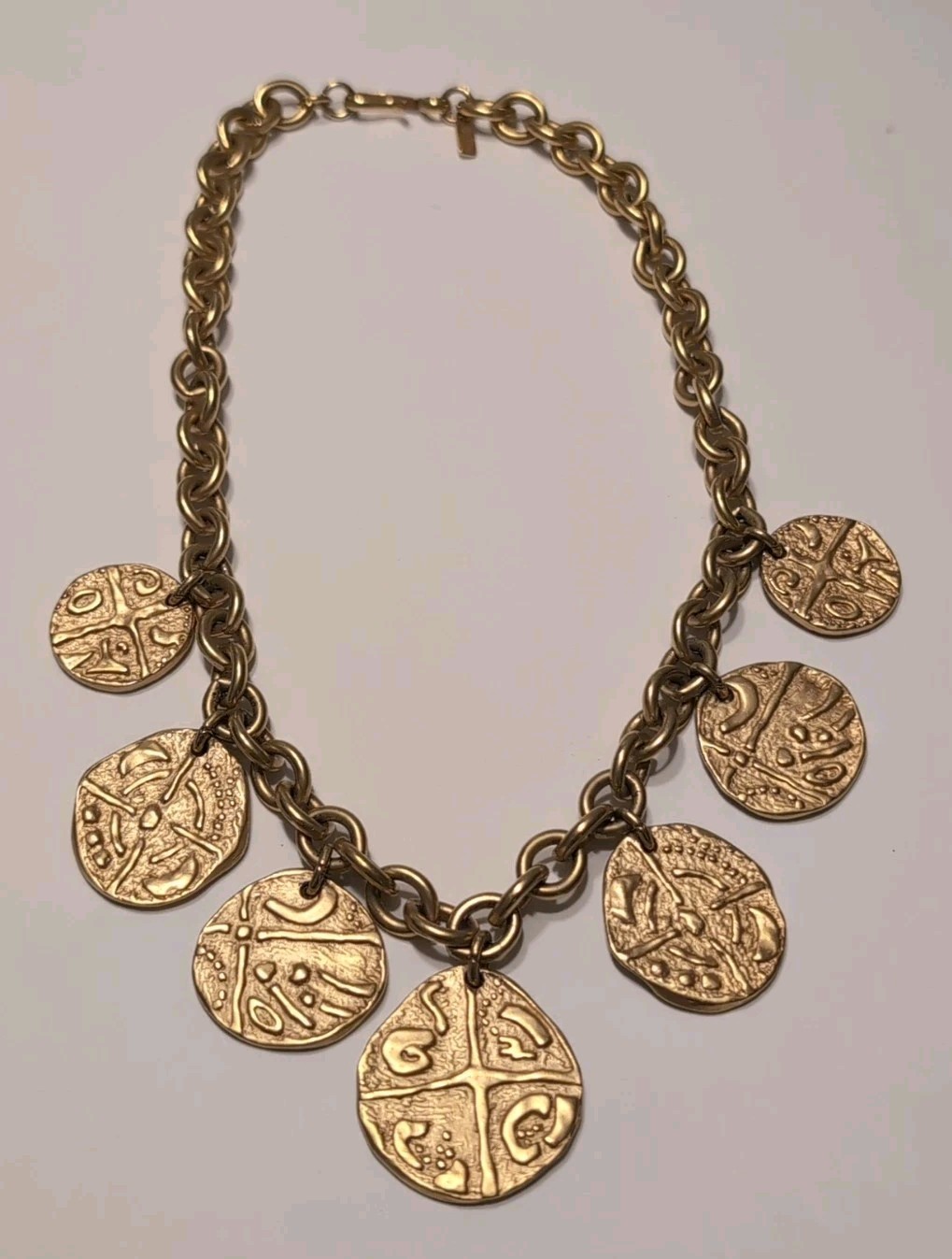 Vintage Monet Gold Roman Coin Chunky Necklace