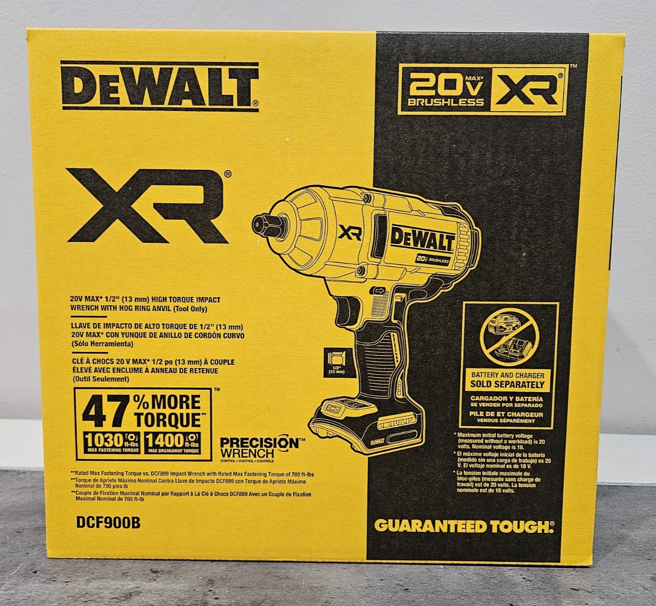 DeWALT 20v Max Brushless XR 1/2" High Torque Impact Wrench Hog Ring Anvil DCF900
