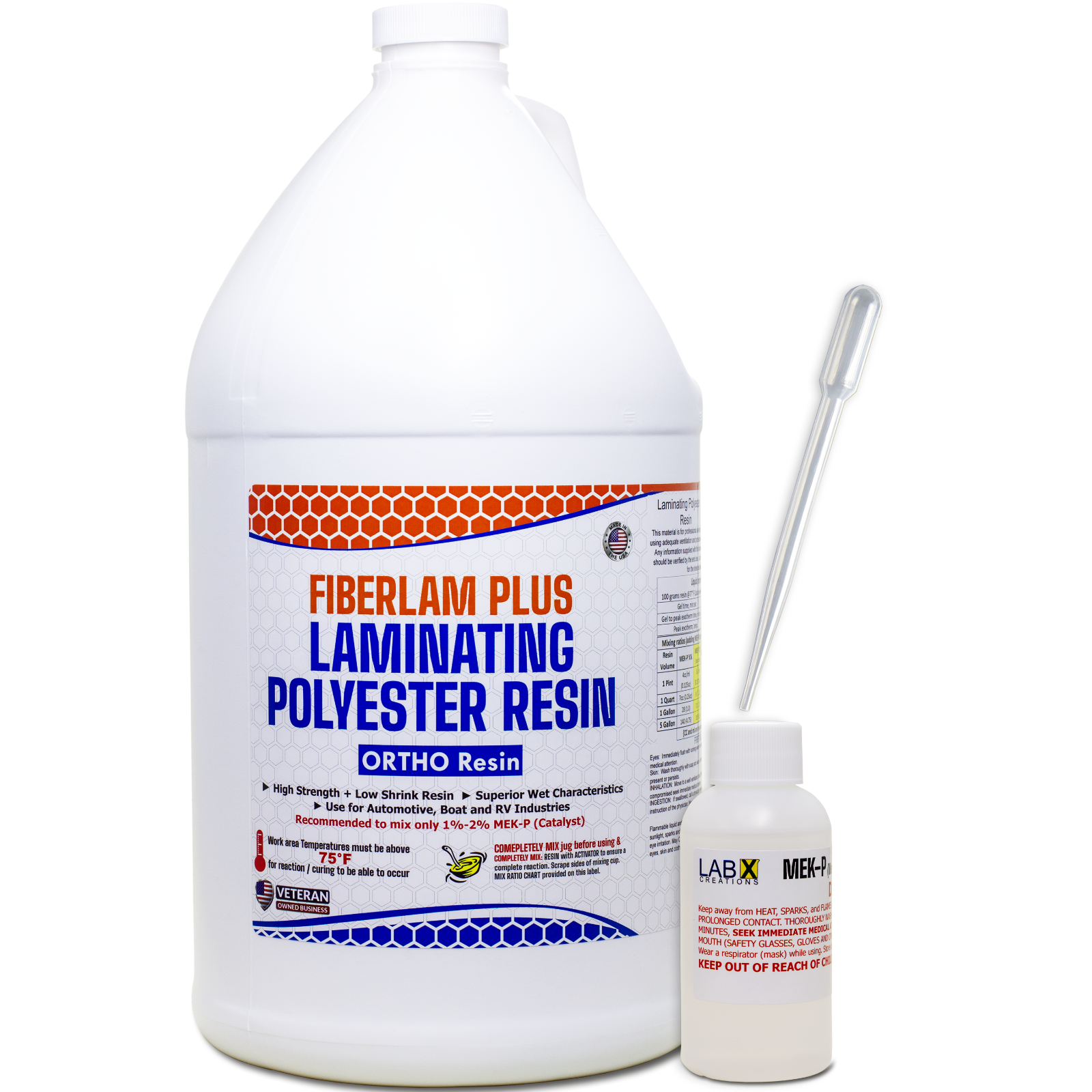 FIBERLAM PLUS FIBERGLASS RESIN 4 Gallon +MEKP (for Laminating on Boat, RV, Cars)