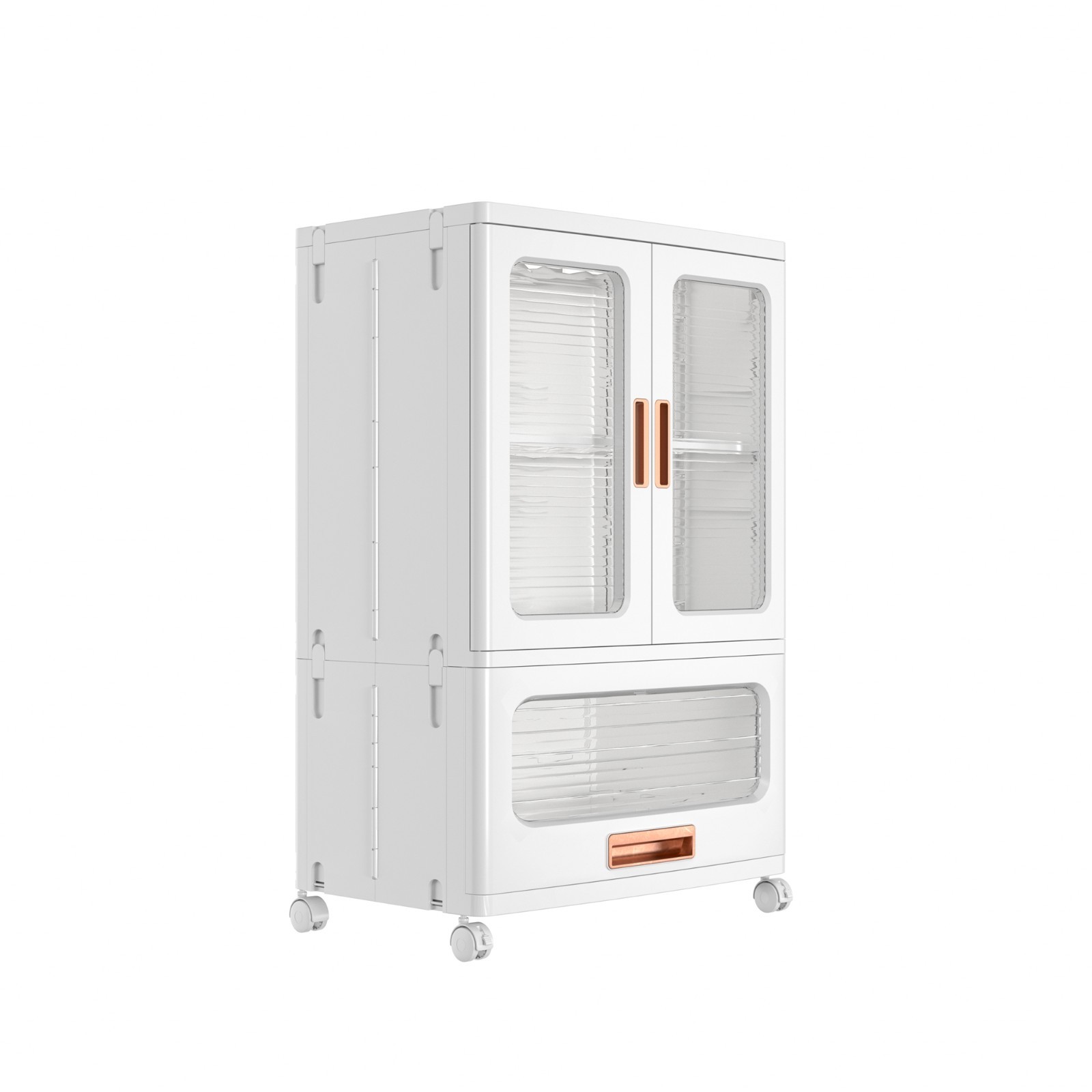 Rolling Plastic Storage Cabinet with Doors Drawer and Adjustable Shelves Bedroom