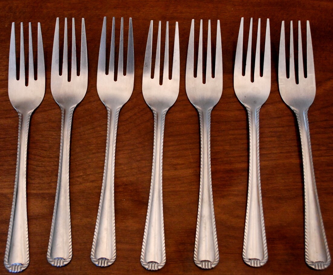 Set 39 Pices SATIN ROPE DESIGN Stainless Steel Flatware FORKS SPOONS KNIVES