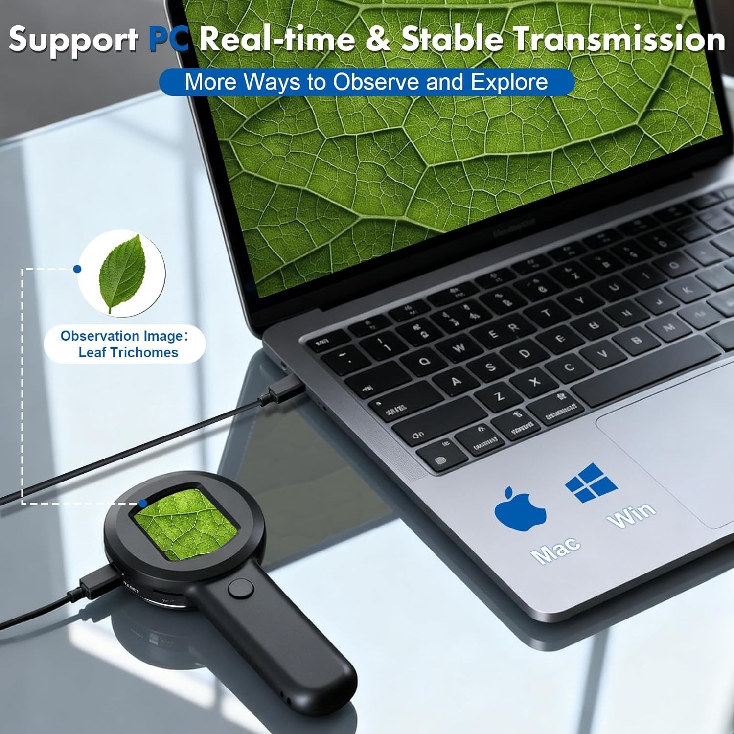 Digital Handheld Microscope for Kids Adults - 100x Mini Coin Magnifier with L...