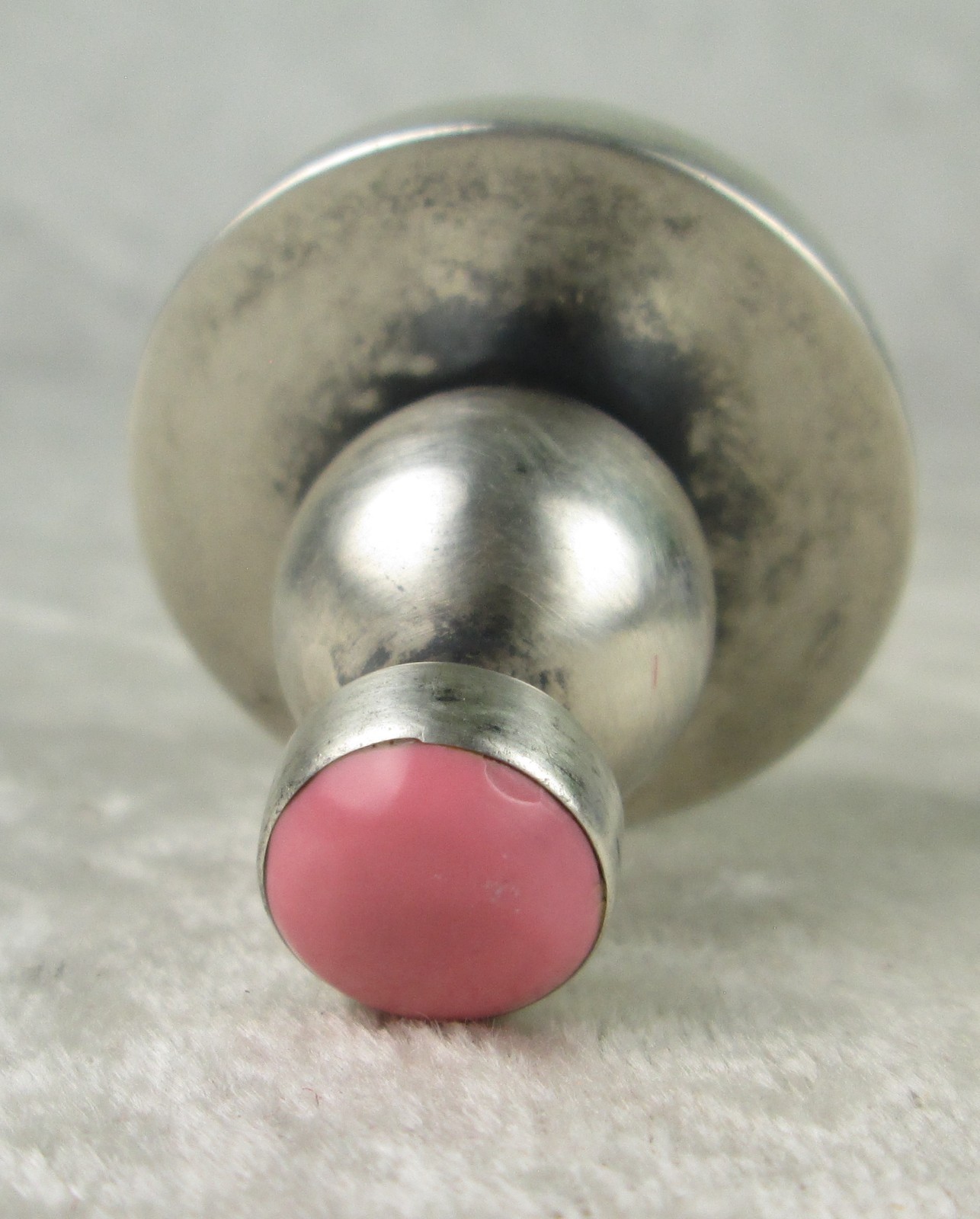 Sterling Silver Modernist Perfume Bottle Pink Stone Taxco Mexico Miniature