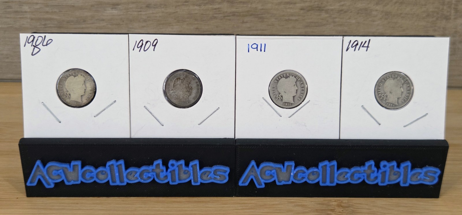 Barber Dimes lot 4 Count. 1906D, 1909 1911 and 1914.