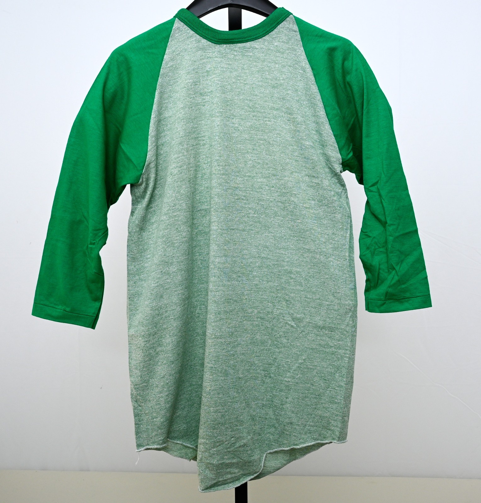 Vintage Russell Athletic Men's L Heather Green Raglan Sleeve Baseball T-shirt