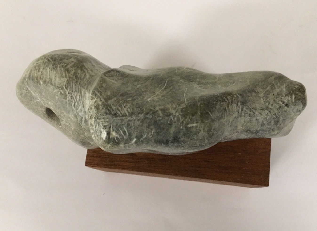 Carved Soapstone Abstract Animal Carving Musk Ox 6x5x2” Mounted On Wood