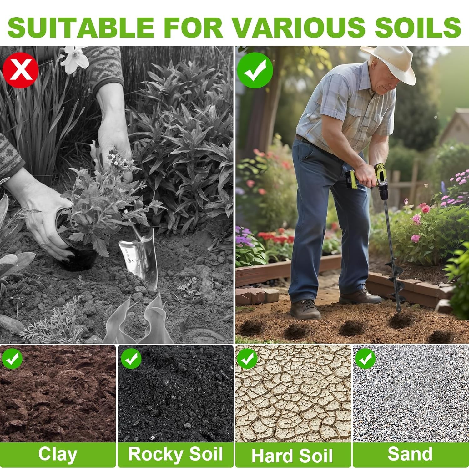 Garden Auger Drill Bit for Planting Bulbs, New, Free Shipping