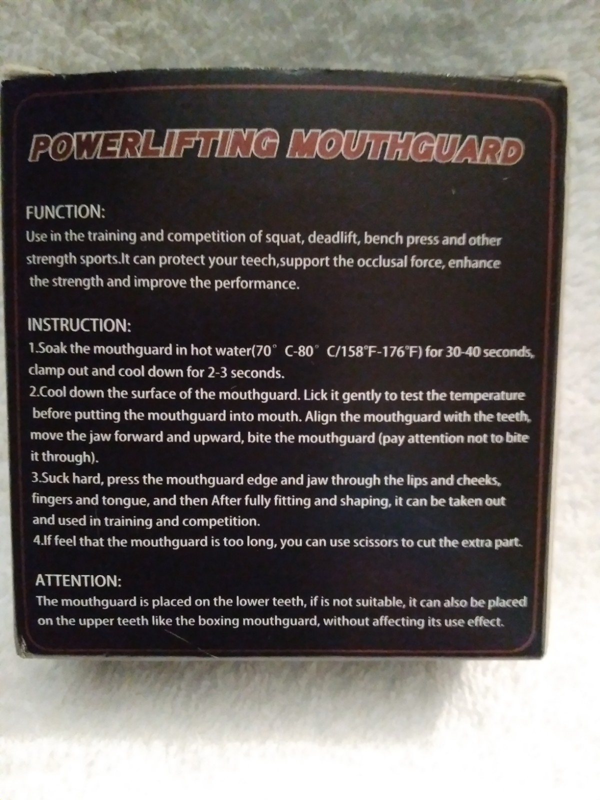 Gelfort Professional Power Lifting Mouthguard Custom Fit Strength Sports