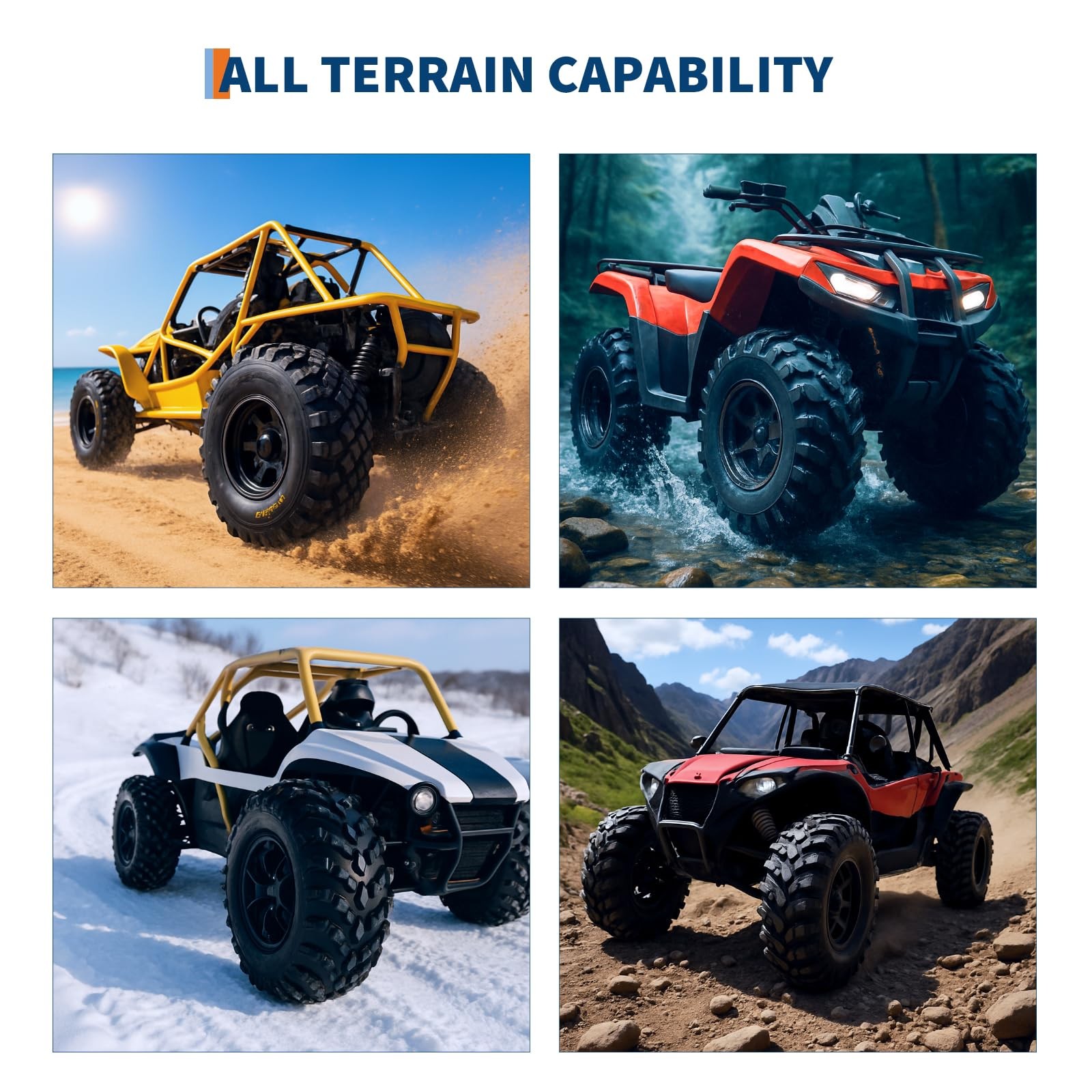 Set of 2 22x7-10 ATV/UTV Tires All Terrain 22x7x10 6Ply Tubeless Tires Tyres US